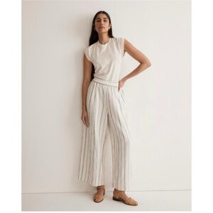 Madewell The Untailored Wide-Leg Crop Pant in Striped Lightspun M